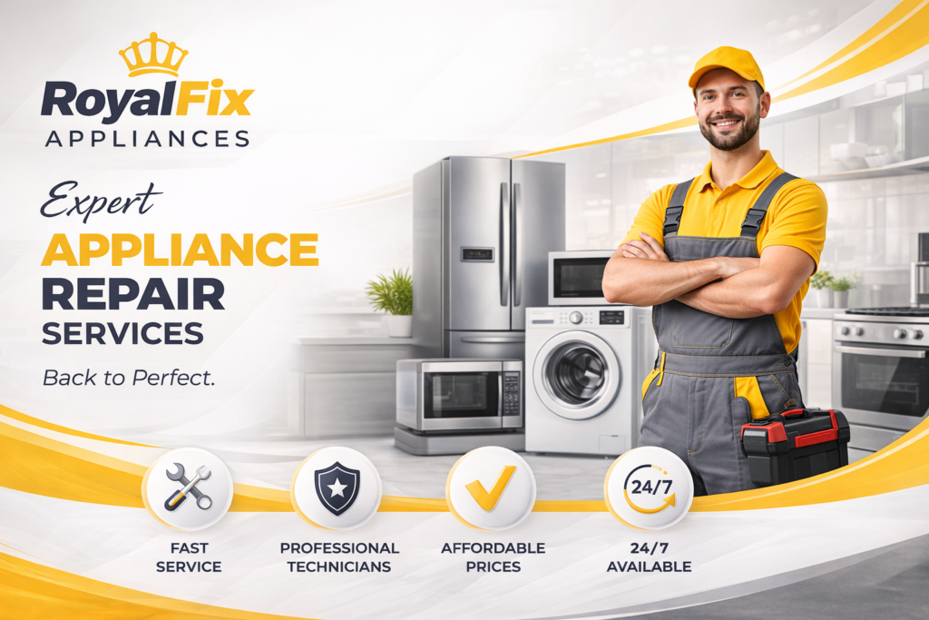 Appliance repair technician with modern appliances – Royal Fix services